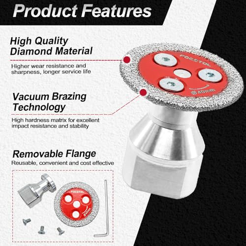FOCSTOL Mini Diamond Engraving Saw Blade - FOCSTOL 5pcs 1-9/16 Inch(40mm) Cutting Disc with 1pc 5/8''-11 Thread Flange for Marble Granite Artificial Stone Porcelain Tile Ceramic - Image 5