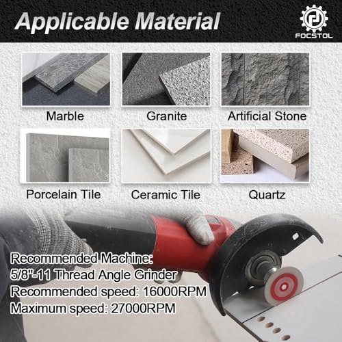 FOCSTOL Mini Diamond Engraving Saw Blade - FOCSTOL 5pcs 1-9/16 Inch(40mm) Cutting Disc with 1pc 5/8''-11 Thread Flange for Marble Granite Artificial Stone Porcelain Tile Ceramic - Image 4