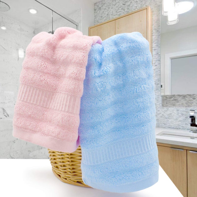 Mush Ultra Soft & Absorbent 600 GSM 6 Piece Bamboo Towel Couple Set (Sky Blue & Pink) - Image 2