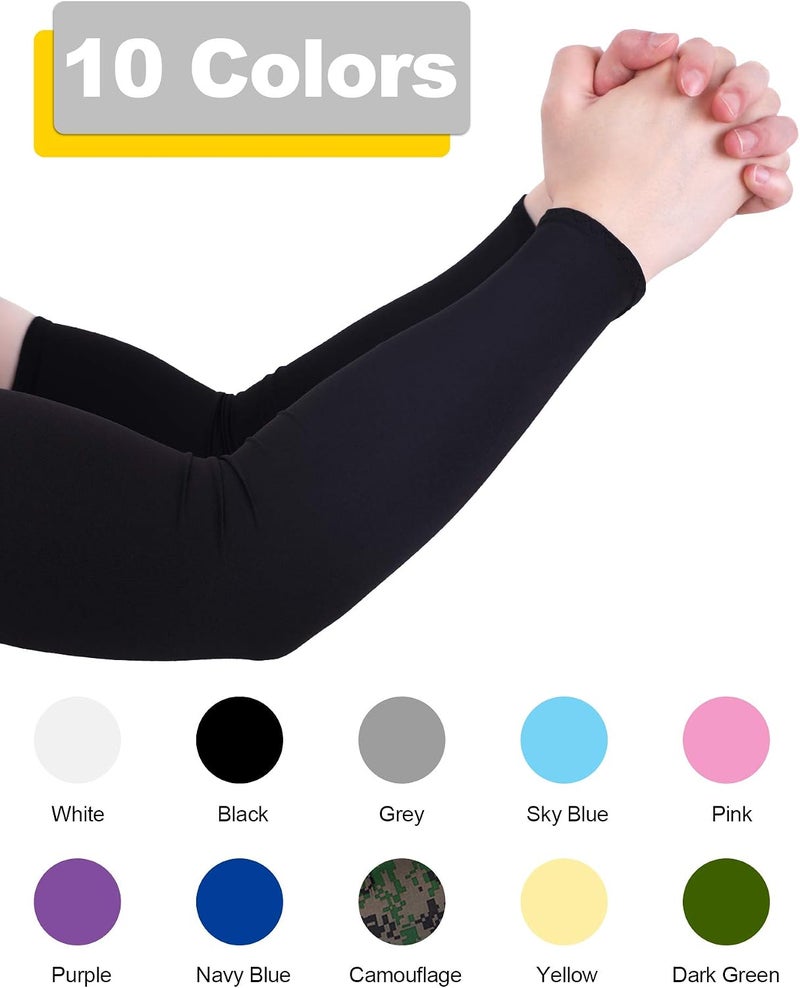 BOAO 10 Pairs UV Sun Protection Arm Sleeve for Men Women Work Cooling Compression Tattoo Cover Up Sleeves for Cycling Fishing - Image 3