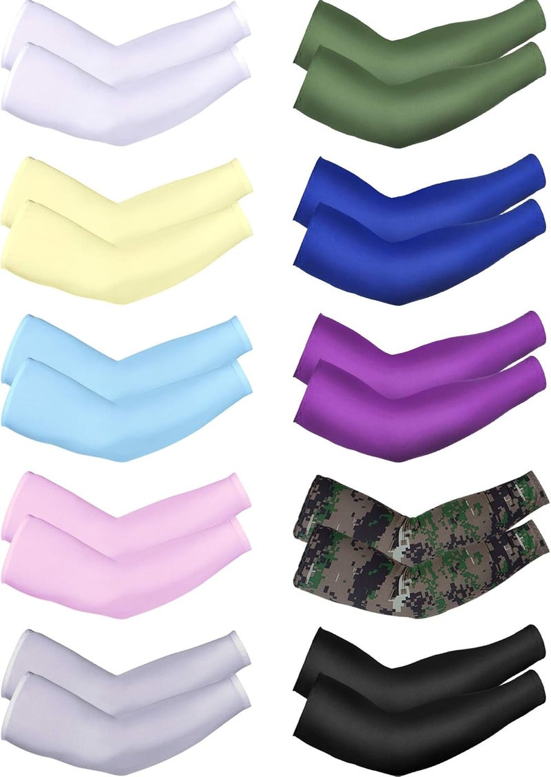 BOAO 10 Pairs UV Sun Protection Arm Sleeve for Men Women Work Cooling Compression Tattoo Cover Up Sleeves for Cycling Fishing - Image 1