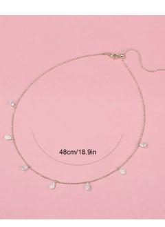 GELESE Elegant and Simple Rhinestone Pink Teardrop Choker Necklace for Women Daily Wear/Gift for Friends, Mother, Wife  - Image 4