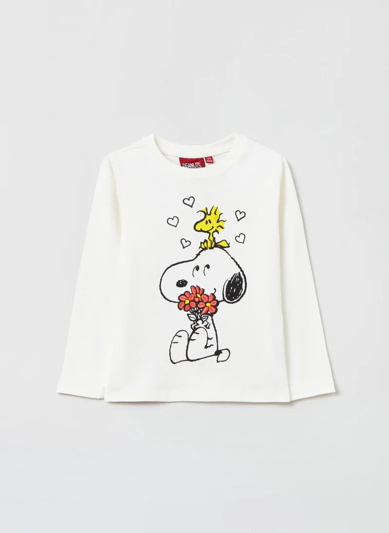 او في اس Ovs Girls Long-Sleeved T-Shirt With Snoopy Print