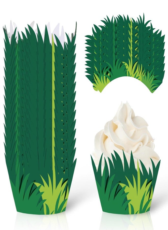 وولاين مجموعة أغطية كب كيك من والين، 36 قطعة، بتصميم عشب أخضر، مثالية لتزيين كب كيك الحفلات والحلويات. - Image 1