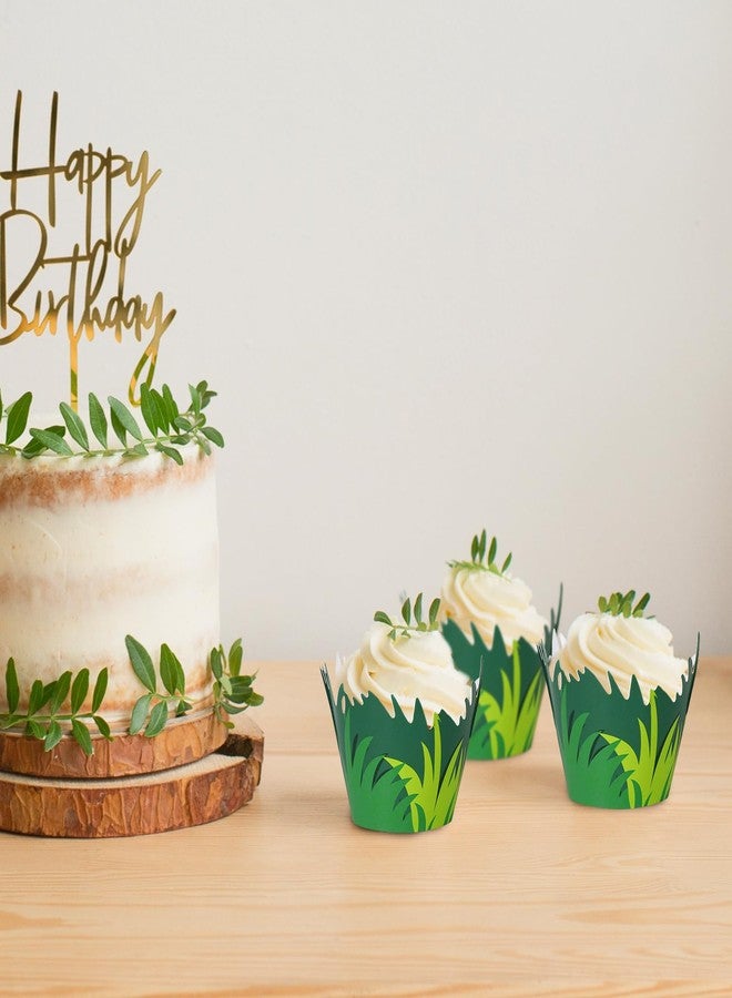وولاين مجموعة أغطية كب كيك من والين، 36 قطعة، بتصميم عشب أخضر، مثالية لتزيين كب كيك الحفلات والحلويات. - Image 4