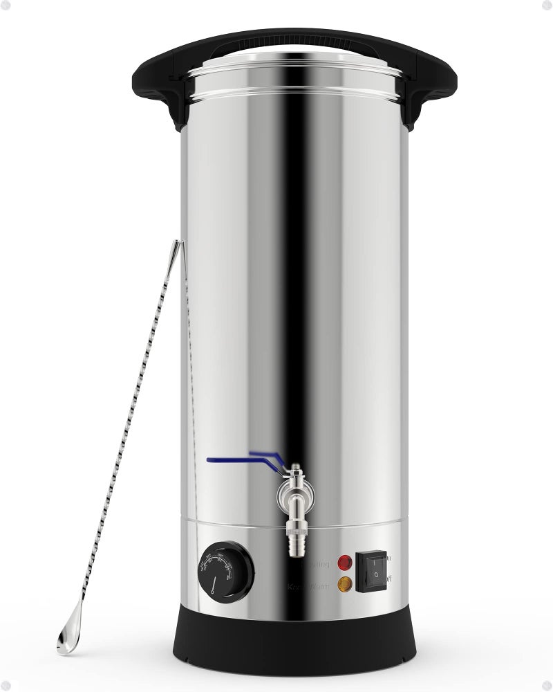 RIEDHOFF جهاز إذابة الشمع RIEDHOFF لصنع الشموع 127 قيراط كهربائي كبير لصنع الشموع مع فوهة وصمام تحكم في درجة الحرارة للأعمال المنزلية فضي