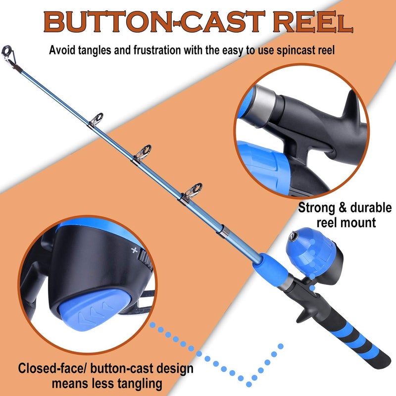 PLUSINNO Kids Fishing Pole, Portable Telescopic Fishing Rod and Reel Combo Kit - with Spincast Fishing Reel Tackle Box for Boys, Girls, Youth - Image 3