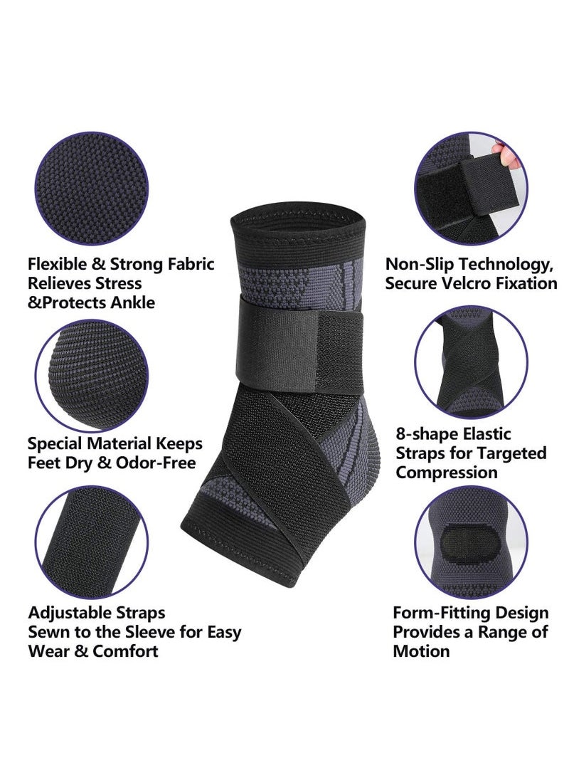 Generic 1 pice Ankle Support Brace, Adjustable Compression Ankle Support, for Men Women Achilles Tendon Support and Plantar Fasciitis, Eases Pain Swelling and Sprained Ankle Pain  - Image 2