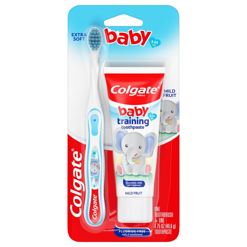 Colgate Baby Toothpaste and Toothbrush Kit, Mild Fruit Flavor, for Ages 3-24 Months - Image 1