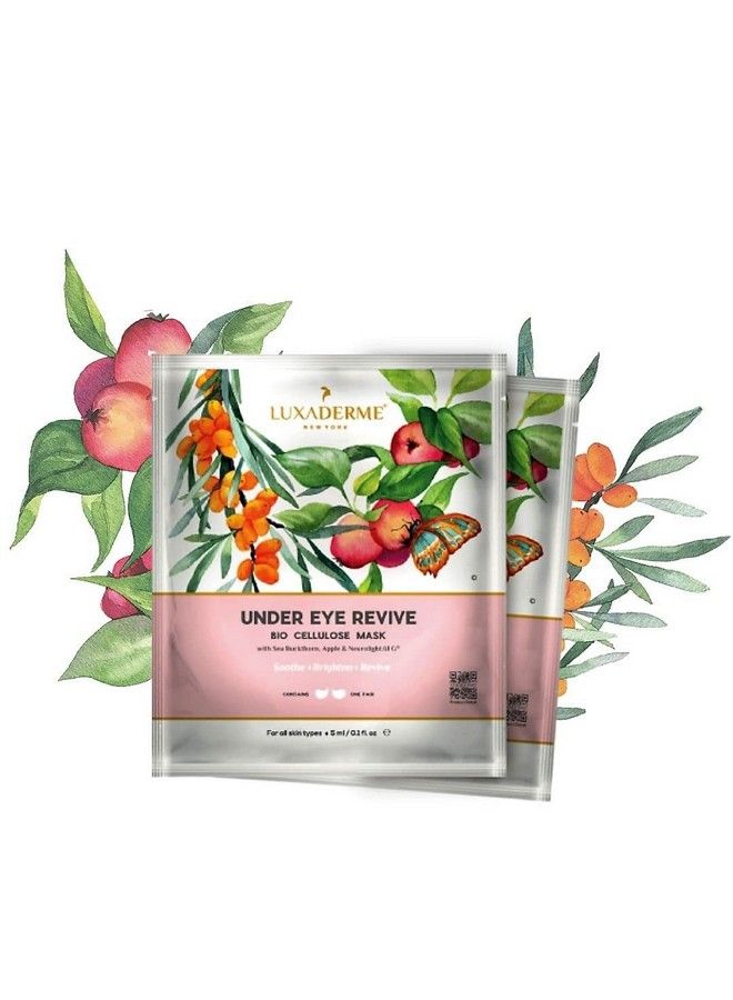 LuxaDerme Under Eye Revive Bio Cellulose Serum Sheet Mask. Depuff Undereye Dark Circles With Antioxidants Like Green Tea Sea Buckthorn & Acai Berry. 100% Fermented Coconut Jelly. (Pack Of 2) - Image 2