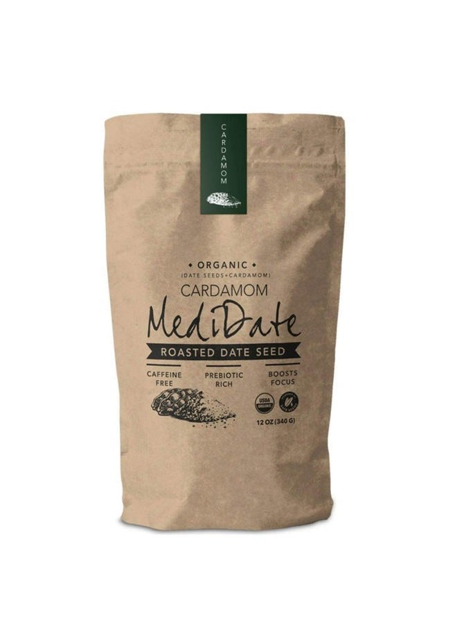 MediDate Coffee بديل القهوة MEDIDATE مع بذور التمر المحمصة، الهيل، الكافيين وبديل القهوة الخالي من الأحماض، بروبيوتيك طبيعي و بوليفينول، دعم المناعة والتركيز (12 أونصة / 25 حصة) - Image 1