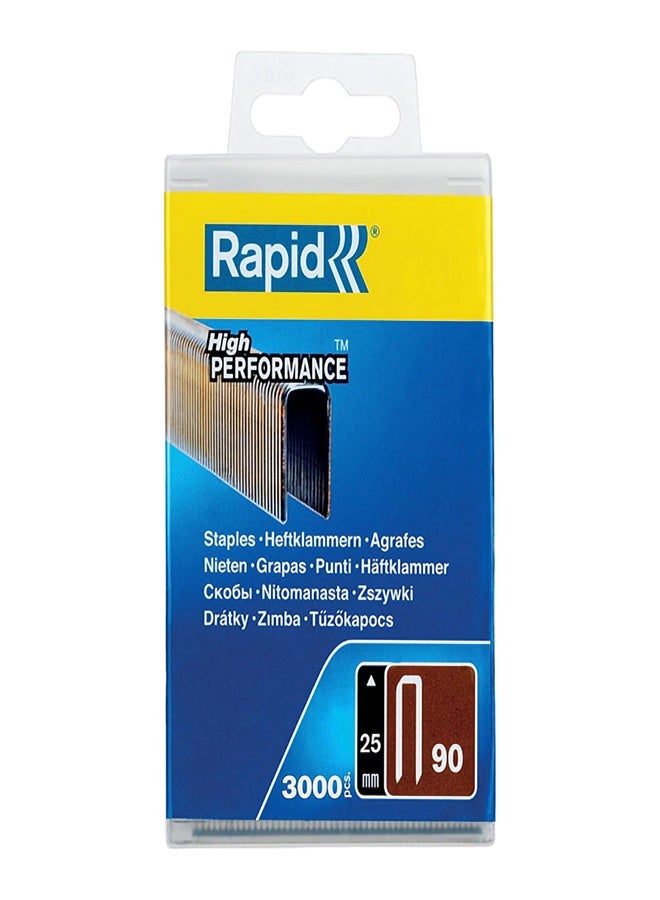 RAPID 5000124 Narrow Crown Staples, Leg Length 25 mm, No.90, 3000 Pieces, Galvanized - Image 2