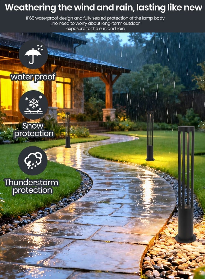 73Hours Black LED Outdoor Bollard Light - 80cm Round Post Garden Pathway Lamp with 10W Warm White 3000K LED, IP65 Waterproof Landscape Light for Villas, Parks, and Commercial Areas - Image 4