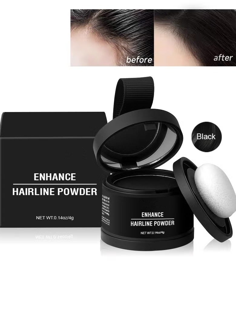 إنهانس حشو الشعر الشعر,مسحوق الظل الشعر,مسحوق الشعر يخفي على الفور,حجم فوري وتغطية فروة الرأس لترقيق الشعر,رعاية سريعة وكاملة,مقاومة 100٪ للماء للعرق (أسود) - Image 1