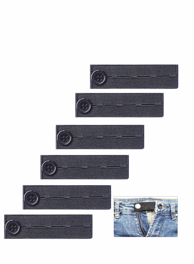 NIBEMINENT Elastic Waist Extenders, 6 Pcs Adjustable Waistband Expanders for Men and Women, Pregnancy, Jeans, Slacks, Pants, Skirts (Black) - Image 1