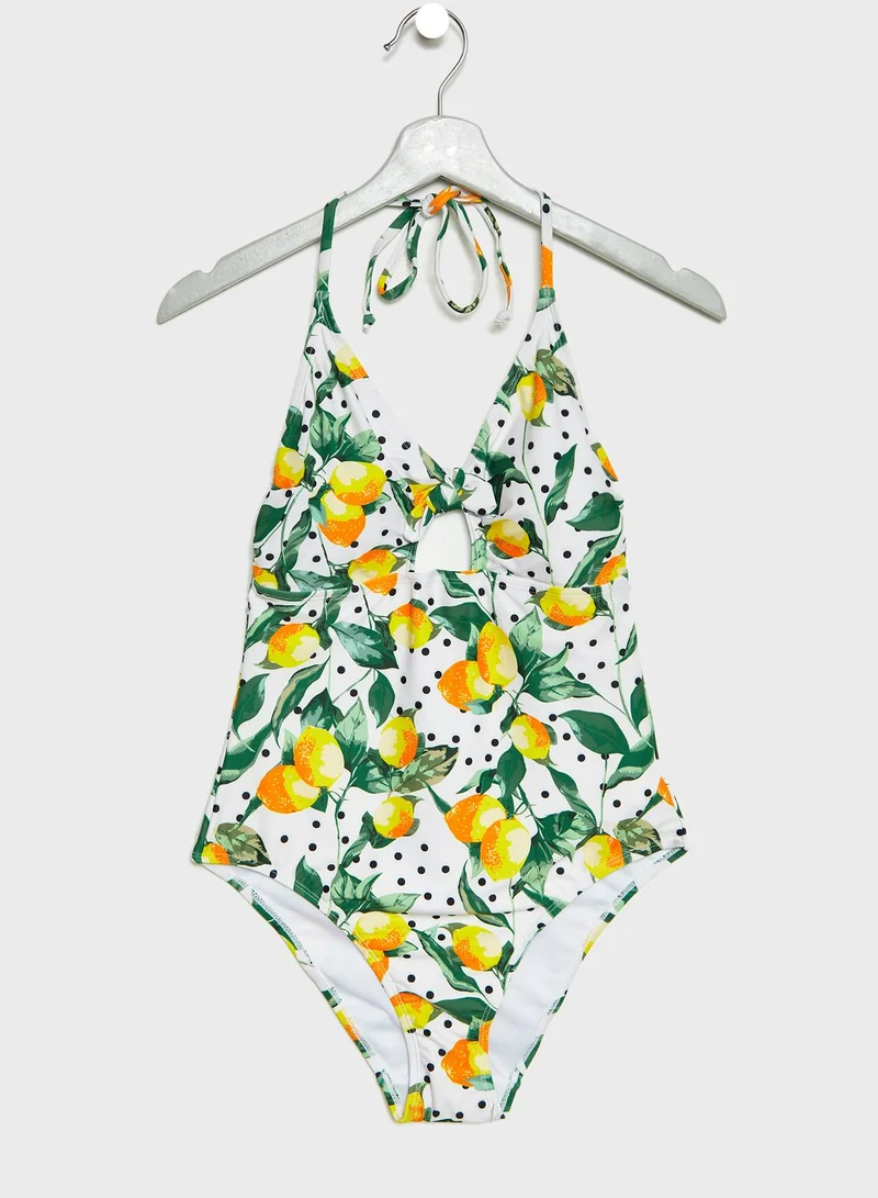 DOROTHY PERKINS Lemon Spot Tie Front Swimsuit