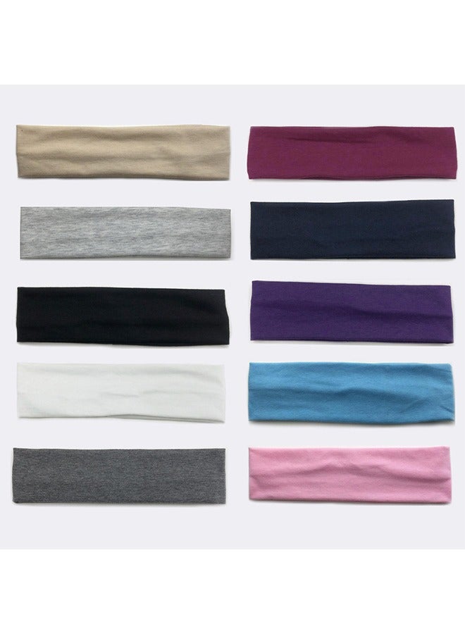Generic 10 Pack Stretch Headbands, Non Slip Soft Cotton Sport Elastic Hairbands for Men and Women, Thin Summer Headband, Soft Cotton Hair Bands for Yoga, Pilates ,Workout, Running, Cycling - Image 2