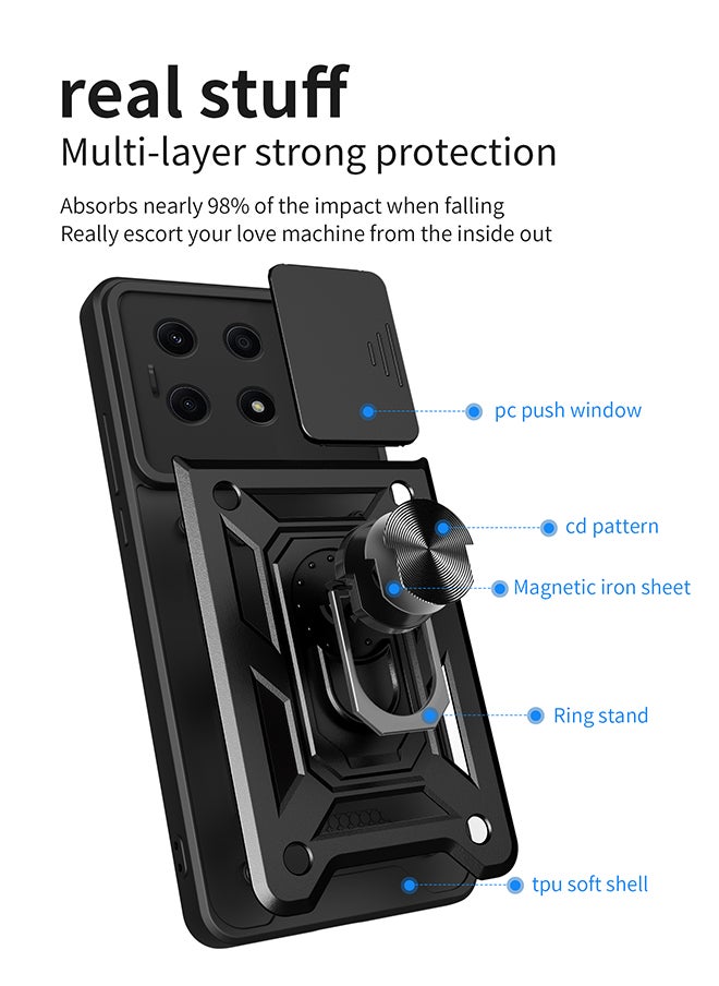 Case for Huawei Honor X7C with Sliding Camera Cover, Kickstand, PC+TPU Dual-Layer,Blue