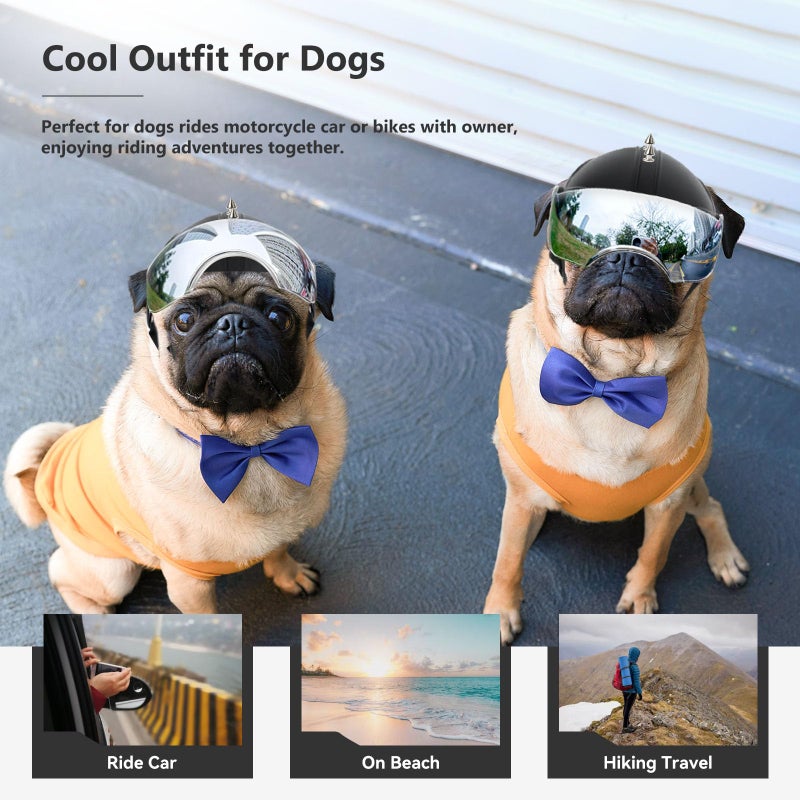 Billionchains Dog Helmet for Small-Medium Breed Pet Motorcycle Helmet with Anti-UV Silver Visor, Protects Eyes & Head from Impact, Ideal for Riding & Halloween Cosplay - Image 5
