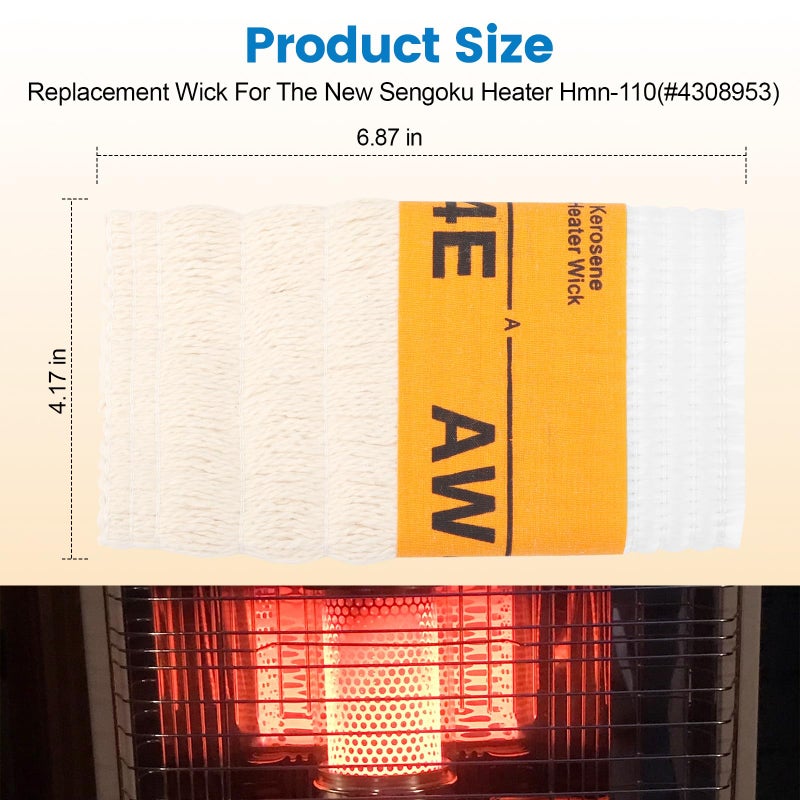 QCG Kerosene Heater Wick AW4E Compatible with Sengoku HMN-110 KeroHeat CTN-110 Heatmate HMN-110 Mega Heat MGN-110 Replace for American Wick #4E - 2 Pack - Image 2