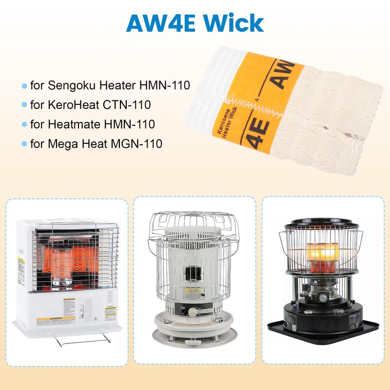 QCG Kerosene Heater Wick AW4E Compatible with Sengoku HMN-110 KeroHeat CTN-110 Heatmate HMN-110 Mega Heat MGN-110 Replace for American Wick #4E - 2 Pack - Image 4