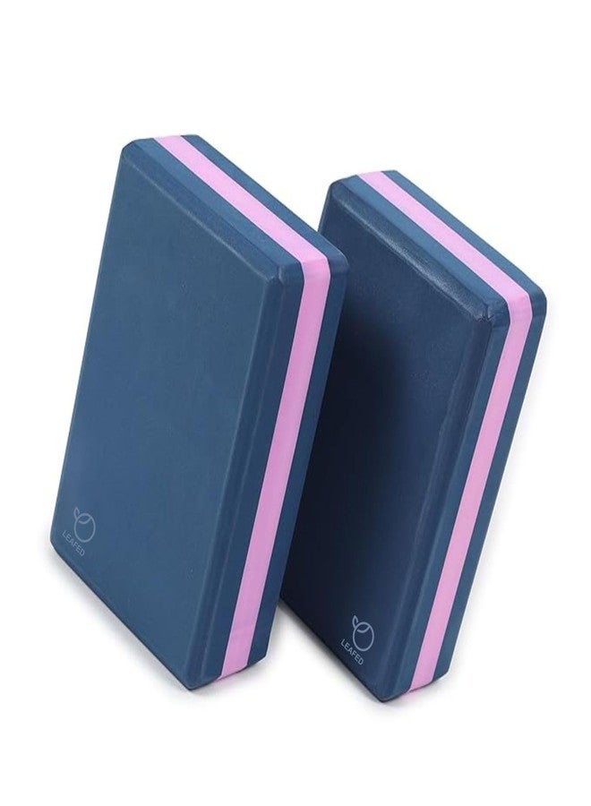 LEAFED Yoga Blocks Set of 2 (Purple) | High Density EVA Foam Yoga Bricks | Extra Large Non-Slip Support Blocks for Balance, Flexibility & Workout - Image 1