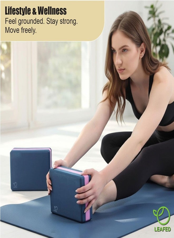 LEAFED Yoga Blocks Set of 2 (Purple) | High Density EVA Foam Yoga Bricks | Extra Large Non-Slip Support Blocks for Balance, Flexibility & Workout - Image 4