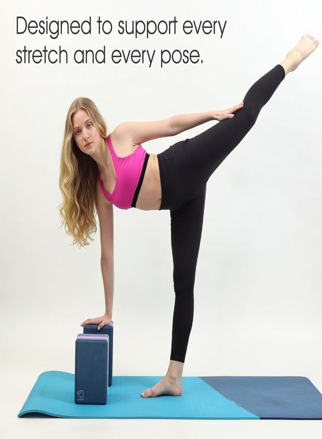 LEAFED Yoga Blocks Set of 2 (Purple) | High Density EVA Foam Yoga Bricks | Extra Large Non-Slip Support Blocks for Balance, Flexibility & Workout - Image 5