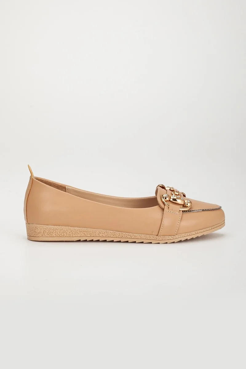 Dilimler Ayakkabı Skin Buckle Thermo Sole Nude Women's Ballerinas