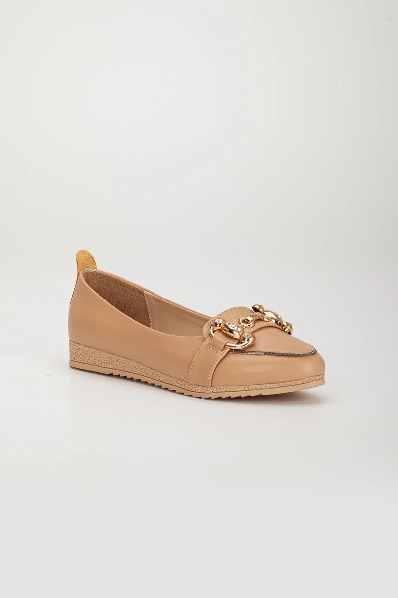 Dilimler Ayakkabı Skin Buckle Thermo Sole Nude Women's Ballerinas