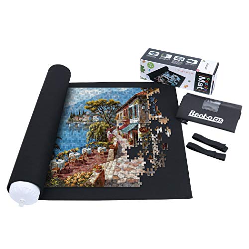 Becko US Puzzle Mat Roll Up with Drawstring Storage Bag Felt Rollup Mat for Easy Transport  Storage Portable Puzzle Board Puzzles Saver Keeper for Jigsaw Puzzles Up to 1500 Pieces - Image 1