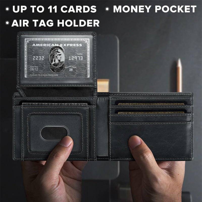 furid Air Tag Wallet Men: Wallet with Airtag Holder - Wallet for Airtag Men Slim Minimalist with ID Window RFID Leather Wallet - Image 3