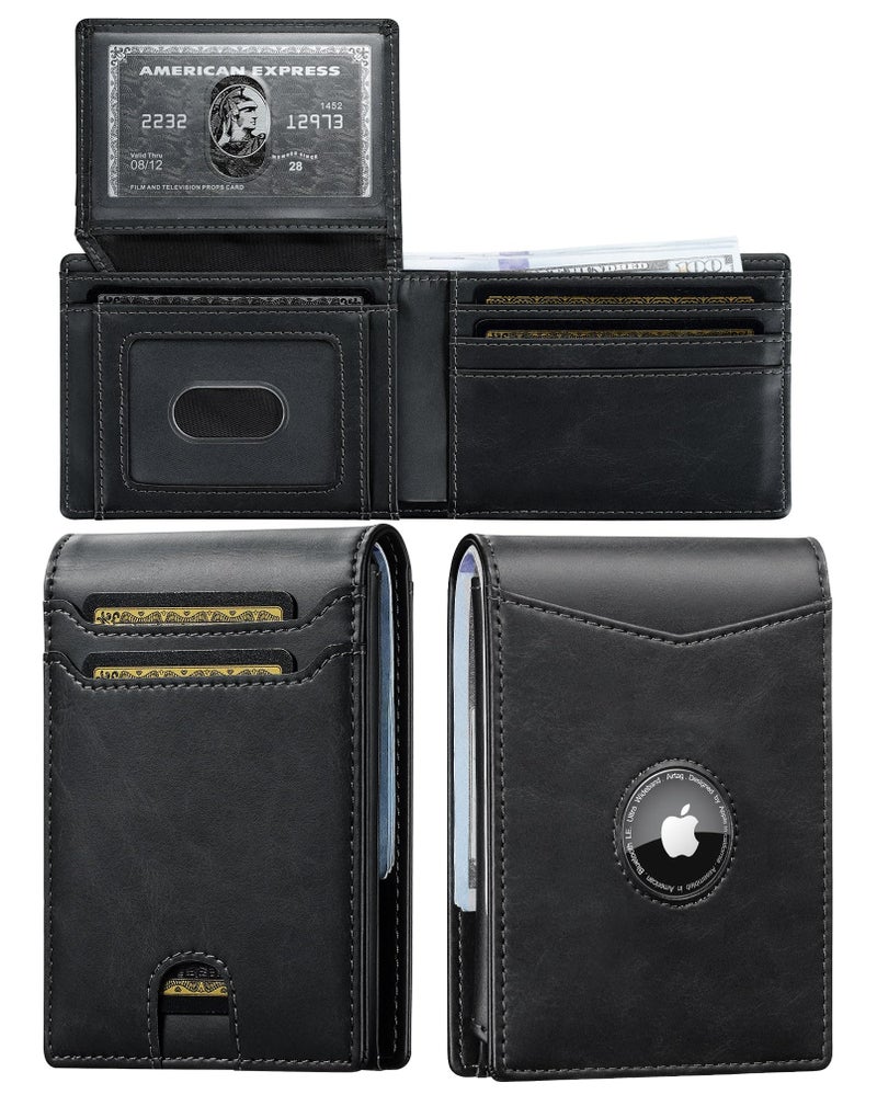 furid Air Tag Wallet Men: Wallet with Airtag Holder - Wallet for Airtag Men Slim Minimalist with ID Window RFID Leather Wallet - Image 1