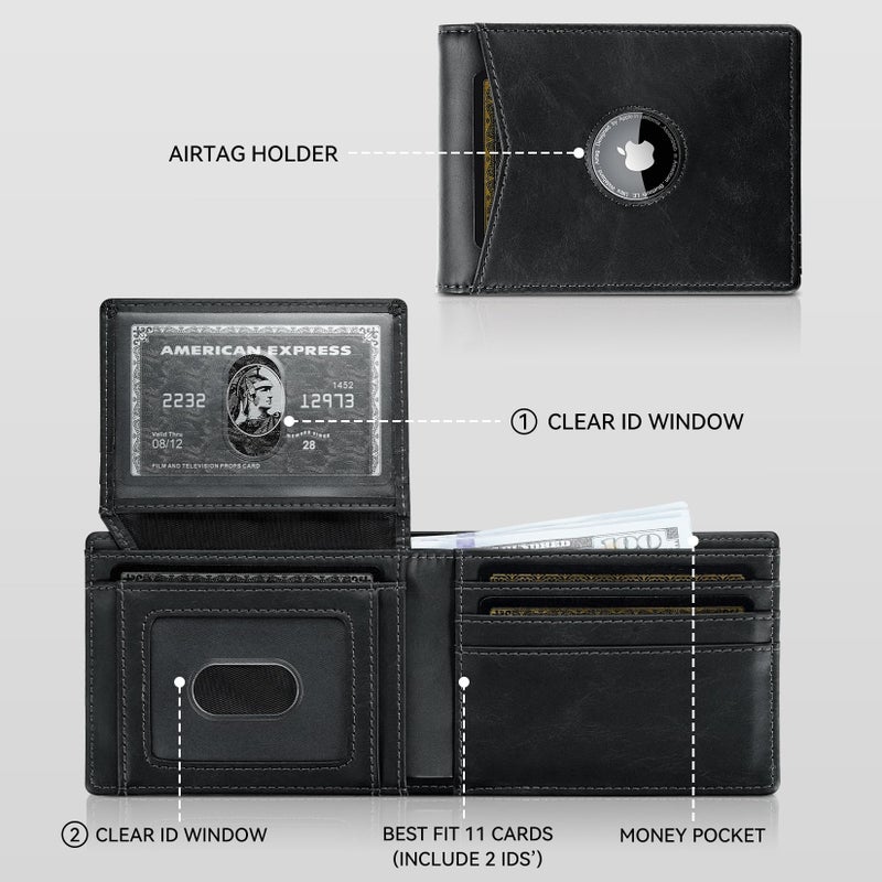 furid Air Tag Wallet Men: Wallet with Airtag Holder - Wallet for Airtag Men Slim Minimalist with ID Window RFID Leather Wallet - Image 2