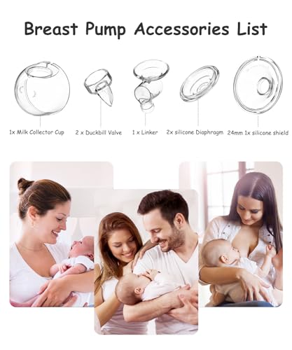 Gowing Wearable Breast Pump Replacement Parts, Milk Collector Cup Accessories, Compatible with TSRETE S12 Kmaier S12, Include Duckbill Valve, 24mm Flange, Silicone Diaphragm, Linker - Image 3