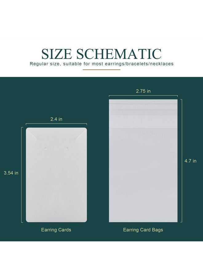 BOOMIBOO - Earring Cards Set Earring Making Supplies With 100 Pcs Earring Holder Cards 200 Pcs Earring Backs And 100 Jewelry Packaging For Earrings Necklace Jewelry Display Jewelry Bags 3.5X2.4 Inches (White) - Image 1
