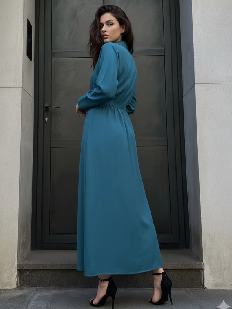 Outzidr  Teal Maxi Dress with side slit detail for Women | Best Price UAE