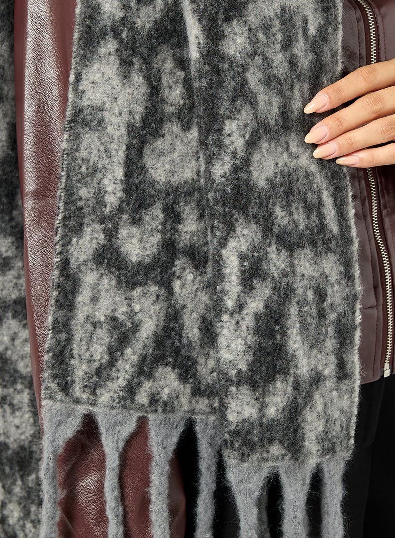 Ginger Leopard Print Tassel Scarf - Image 4