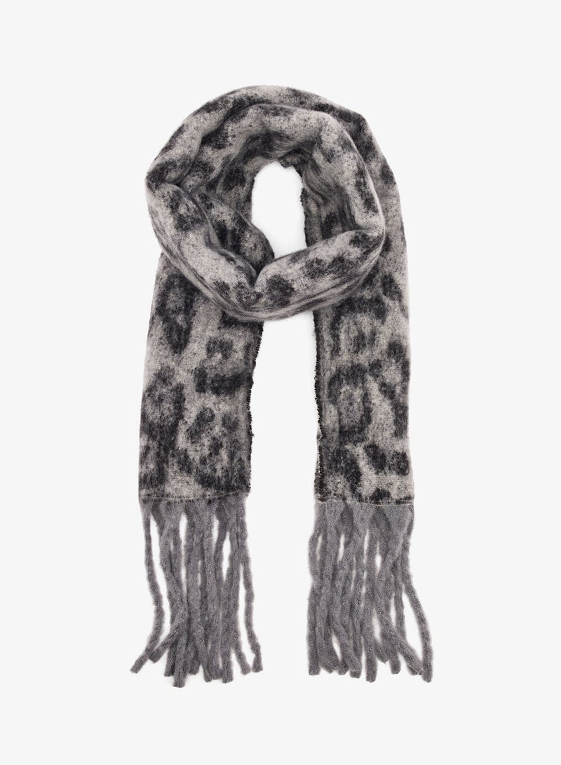 Ginger Leopard Print Tassel Scarf - Image 2