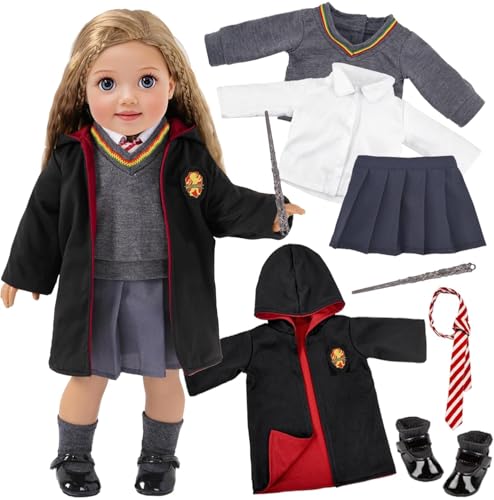 ebuddy 18 Inch Doll Clothes and Accessories School Uniform Costume Set Include Outfit Shoes for Girls No Doll - Image 1