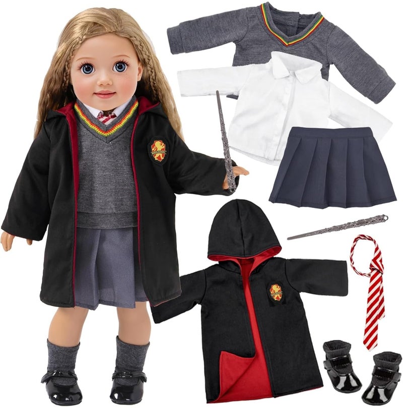 ebuddy 18 Inch Doll Clothes and Accessories School Uniform Costume Set Include Outfit Shoes for Girls No Doll - Image 2