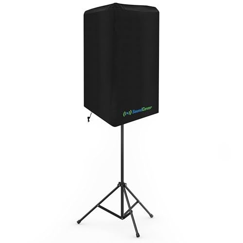 SoundCover 12Inch PADJ Speaker Cover Black 420D Polyester with Silver UV50 Coating WaterResistant Protective Bag for StandMounted Powered Speakers Lightweight OpenBottom Design Single Cover - Image 1