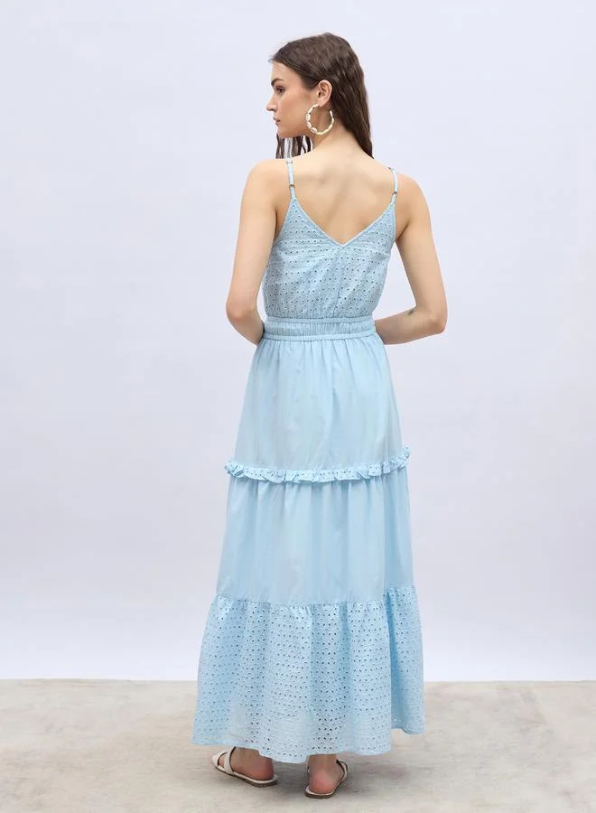 Styli Eyelet Tiered Dress