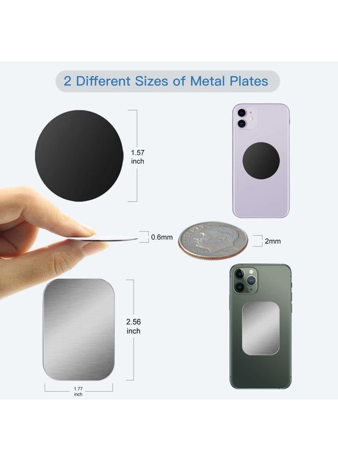 OWLKELA Mount Metal Plate for Phone Magnet Car Mount Holder Cradle with Adhesive, Universal Replacement Sticker Compatible with Magnetic Mounts - 10 Pack Black and Silver (4 Rectangle and 6 Round) - Image 3
