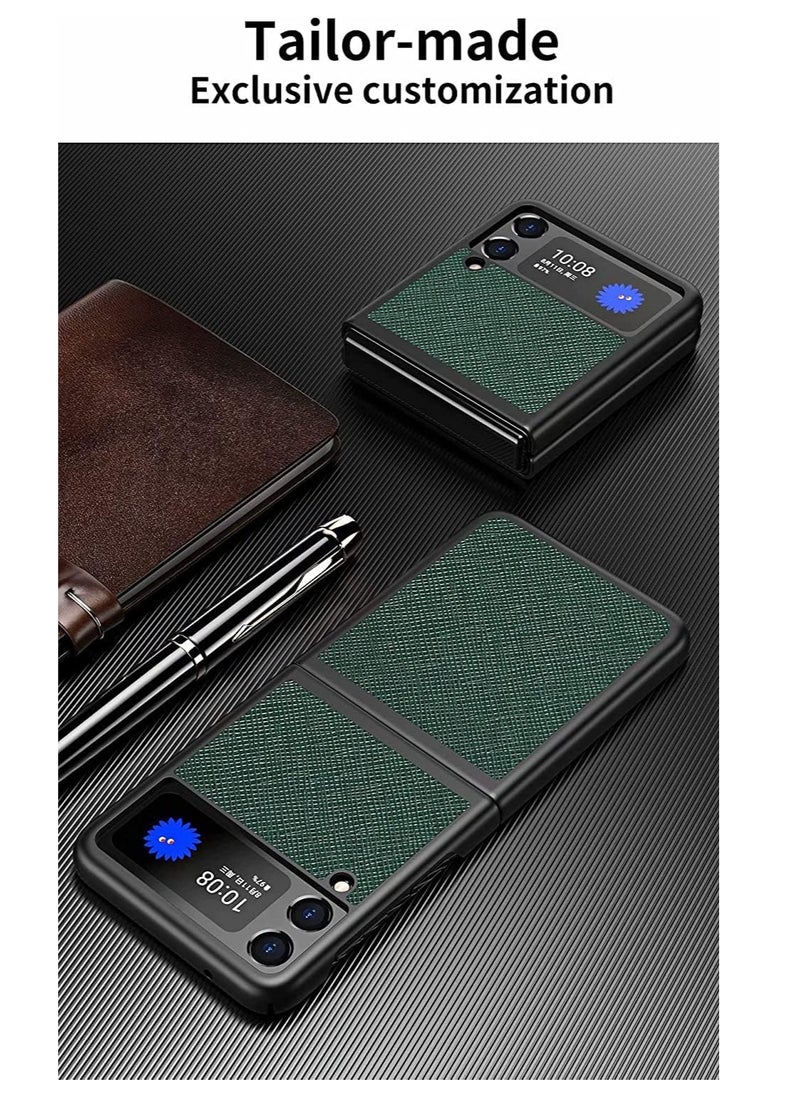 Generic - Aockay Cover for Samsung Galaxy Z Flip 4 Case, Leather Texture + PC Frame, Drop-Resistant, Cover Protection for Samsung Galaxy Z Flip 4 (Samsung Galaxy Z... - Image 1
