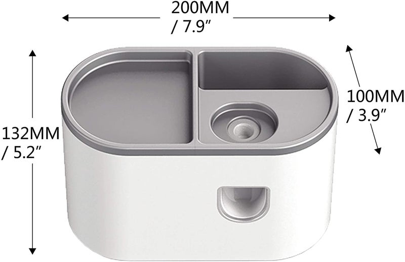 TGOPIT حامل فرشاة الأسنان مثبت على الحائط، مجموعة موزع معجون الأسنان الأوتوماتيكي مع حوامل لحمامك - أكواب مغناطيسية منظم درج موفر للمساحة سهل التنظيف (1 - كوب) بلاستيك ABS، أبيض - Image 2