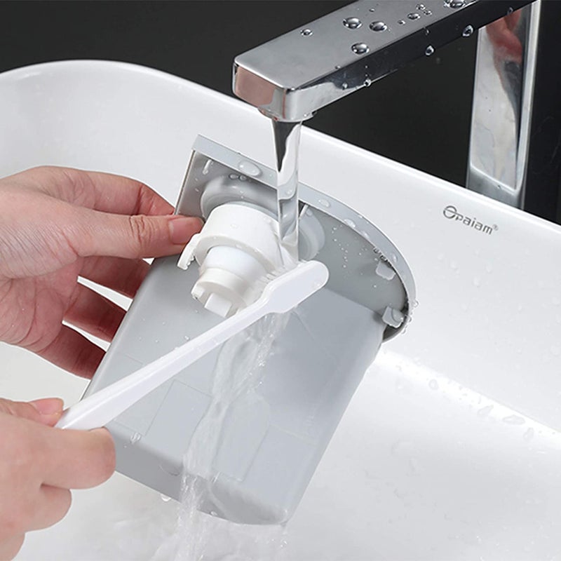 TGOPIT حامل فرشاة الأسنان مثبت على الحائط، مجموعة موزع معجون الأسنان الأوتوماتيكي مع حوامل لحمامك - أكواب مغناطيسية منظم درج موفر للمساحة سهل التنظيف (1 - كوب) بلاستيك ABS، أبيض - Image 3