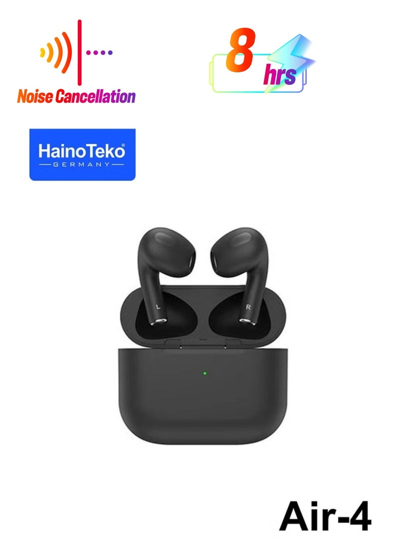 Haino Teko Air4 Wireless Bluetooth Earphone with High Bass Sound Quality & Multifunctional Touch Control – Premium Sound, Comfortable Fit, Long Battery Life, Noise Isolation, Compatible with Android Phones, Black - Image 1
