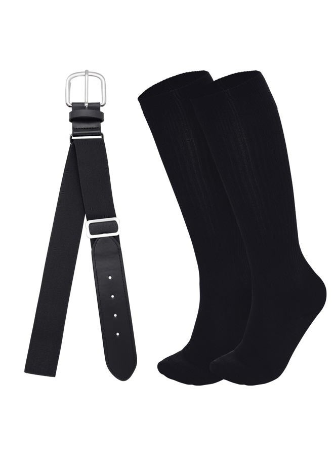Dxhycc Youth Baseball Socks and Belt Combo Set Softball Baseball Socks and Belt Elastic Waist Belt for Youth Boys Girls - Image 1