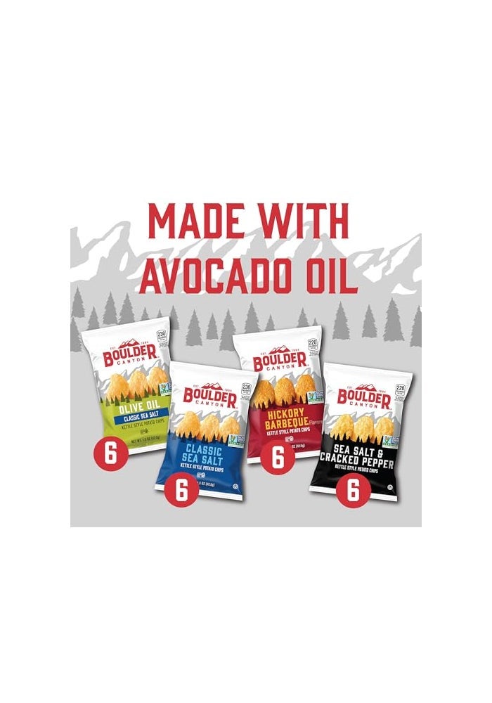 Boulder Canyon Kettle Style Potato Chips Variety Pack 24 Count Assorted 15oz Bags Olive Oil Classic Sea salt Hickory BBQ Sea Salt  Cracked Pepper Classic Sea salt - Image 5